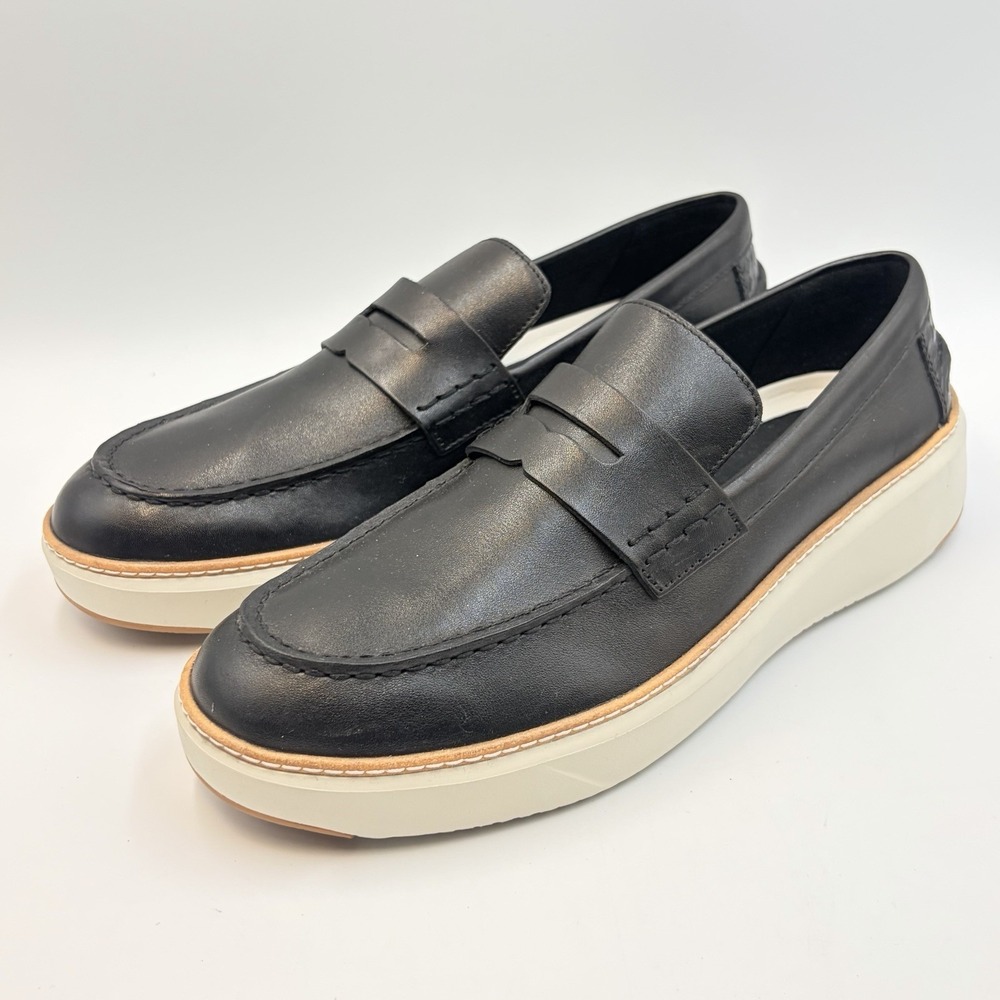 Cole Haan Men's 9.5 GrandPro Topspin Penny Loafer Black Silver Birch C36647